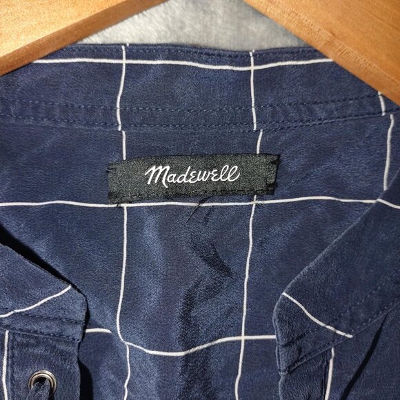 Madewell Women S NavyBlue Silk LaceUp Popover Luxury RichGirl Blouse Style-f5658 - Picture 2 of 12